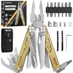 BIBURY Multitool Pliers, 31-in-1 Stainless Steel Multi Tool with Replaceable Wire Cutters and Saw, Foldable Heavy-Duty Multitool Set with Scissors and Screwdriver for Camping Survival Gifts for Man