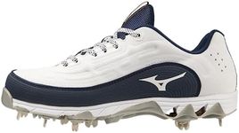 Mizuno Women's 9-Spike Swift 8 Low Metal Softball Cleat, White-Navy, 10 US