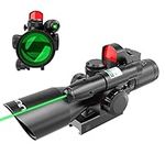 UUQ 2.5-10x40 Combo Rifle Scope, Dual Illuminated Mil-dot Reticle, W/ Mini Reflex 3 MOA Red Dot Sight and Laser Sight (Green Laser)