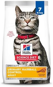 Hill's Science Diet Urinary Hairball Control, Adult 1-6, Urinary Track Health & Hairball Control Support, Dry Cat Food, Chicken Recipe, 7 lb Bag