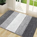 Grandaily Indoor Doormat, 24" x 36" Non-Slip Mud Trapper Absorbent Front Door Mats, Washable Striped Inside Entryway Mat, Low-Profile Welcome Mat Entrance Mat, Grey