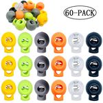 CKANDAY 60 Pcs Plastic Cord Locks, Single Hole End Spring Toggle Stopper Slider for Drawstring Backpack Rucksack Craft Supplies