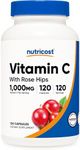 Nutricost Vitamin C with Rose HIPS 1025mg, 240 Capsules - Premium Non-GMO, Gluten Free Vitamin C Supplement