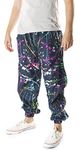 Funny Guy Mugs 80s & 90s Retro Neon Windbreaker Pants, Neon Paint Splatter, Large