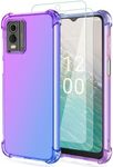 Osophter for Nokia C32 Phone Case: with 2pcs Screen Protector,two color gradient reinforced corner TPU shock absorption flexible Cell Phone Cover for Nokia C32(Purple Blue)