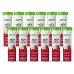 OZiva ACV Moringa Hot Mix | Control Cravings & Boost Metabolism | Apple Cider Vinegar, Gymnema, Cinnamon, Moringa | Apple Cinnamon - 180 Effervscent Tablets. (Pack of 12)