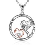 YFN Sister Gifts from Sister Sterling Silver Always My Sister Forever My Friend Double Heart Pendant Necklace Jewellery Gifts for Sister Birthday Christmas