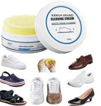 White Shoe Cleaner Cream with Sponge Instant Shoe Whitener for White Shoes No-Wash Shoe Cleaning Kit White Sneaker Cleaner White Shoe Polish Sneaker Cleaning Kit Shoe Eraser Stain Remover (A-250)