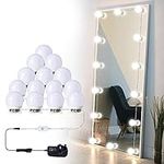 HURYEE Hollywood Style LED Vanity Mirror Lights Kit with Dimmable Light Bulbs, Stick on Lighting Fixture Strip for Makeup Vanity Table & Dressing Room/Bathroom Mirror (Plug, 14 Bulbs)