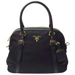 Prada Womens Tessuto Nylon Saffiano Leather Black Handbag 1BB013, Black, Medium
