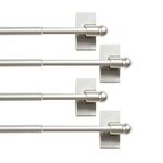 H.VERSAILTEX Magnetic Curtain Rod Multi-Use Window Curtain Rods for Valances Appliance Curtain Rods for Hand Towels with Petite Balls Adjustable from 9-16 Inch, 1/2" Diameter, Nickel, 4 Packs