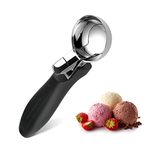 OTVAFAVA Ice Cream Scoop, 3 Tablespoons, Zinc Alloy, Black, Heavy Duty, Ergonomic Handle, Versatile Baking Scooper for Sundaes, Cupcake, Dough, Protein Balls and Meatballs