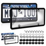 2 Pack Car Smoked License Plate Covers Frame Shield Combo - Unbreakable License Plate Tinted Cover Novelty fits All Standard US Plates,Bubble Design License Plate Holder with Screws & Caps(Clear)