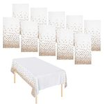 GIVIDORA 10 Pack Dot Tablecloths Table Covers Disposable Wipeable Plastic Tablecloth Waterproof Party Tablecloths for Indoor Outdoor Parties Birthdays Weddings Christmas Rose Gold(137 * 274 cm)