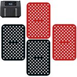 4 Pack Air Fryer Silicone Liner Double Basket Air Fryer Liners Silicone Liners for Air Fryer Basket Air Fryer Reusable Liners Accessories for Dual Basket Air Fryers Reusable Square Rectangle Air Fryer Mat Silicone Liners for 2 Basket Air Fryer Non-Stick Silicone Air Fryer Mats Replacement for Parchment Paper