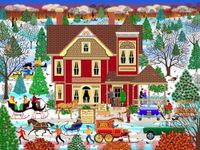 Springbok's Winter Bed and Breakfast 500 Piece Jigsaw Puzzle by Artist Mark Frost Features a Classic Image of Winter Travels