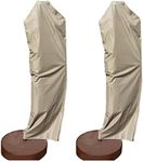 Formosa Covers | Premium Tight Weave Outdoor Patio Umbrella Cover - Heavy Duty Weatherproof Fabric - Easy on Universal Off-Center Cantilevers (Pack of 2) (Taupe)