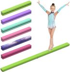 Fancybling Leather Balance Beam, Gymnastics Beam 2.1m/220 lbs Faux Suede, Portable & Foldable Gymnastics Equipment, Gymnastics Balance Beam for Birthday Gym Home Training Exercise Sports, Green