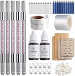 Charme Princesse Eyebrow Microblading Kit Double Sided Manual Pen Kit with 20Pcs Needles Pigment Practice Skin Eyebrow Ruler Ring Cup for Permanent Makeup Supplies EK910S20-1
