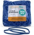 PlasticMill Blue Rubber Bands Size 33 (3 1/2" x 1/8") - #33 Colored Rubber Bands Office Supplies - Strong, Elastic Bands for Crafts, Balloon Garland, Cash, File Folders (500-Pack)