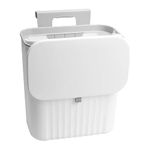 Zollyss Hanging Trash Can with Lid, Kitchen Garbage Bin Food Waste Container Kitchen Compost Bin Wall Mounted Trash Can for Kitchen, Cupboard, Bathroom, Bedroom, Office, Under Sink - White