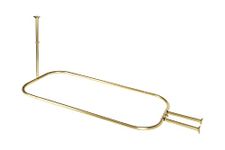 Utopia Alley Hoop Shower Rod - Gold | Shower Curtain Rod for Clawfoot Tub, Ceiling Mounted with Adjustable Support, Stylish & Comfortable Bathroom Decor (58.3"L x 24"W)