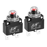 Sourcingmap Thermal Circuit Breakers 16A 125/250V AC 32V DC Push Button Reset Overload Protector Switch with Waterproof Cap 2 Pcs