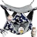 Pet Cage Hammock, 3-Layer Hamster Hanging Bed Plush Sugar Glider Cage Chinchilla Swing Nest Guinea Pig Nap Sack Warm Ferrets Hideout Accessories Toy for Small Animals Rat Rabbit Squirrel (L)