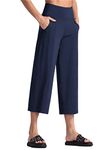 THE GYM PEOPLE Bootcut Yoga Pants Women High Waist Workout Lounge Capris Pants with Pockets Tummy Control Flare Crop Pants (Blue, Medium)