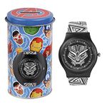 Marvel Comics Plastic Wrist Watch For Kids Multicolor Round Analogue Wrist Watch Birthday Gift For Boys & Girls - Age 3 To 12 Years (Black Panther Black)