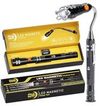 DREAM MASTER Magnet 3 LED Magnetic Pickup tool,Unique Christmas Gift for Men, DIY Handyman, Father/Dad, Husband, Boyfriend, Him, Women, 4 x LR44 Batteries (Includes 4 spare batteries) 1Pack