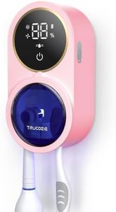 TRUCOZIE Toothbrush Holder for Bathroom, Wall Mounted Electric Toothbrush Cleaner, UVC+UVA Dual Light, 3H Auto Cycle Air Drying, Touchless Infrared Sensor, Pink