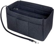 Soyizom Felt Handbag Organiser Insert, Bag In Bag Organiser Insert Handbag Liner, Tote bag organiser insert Fit Speedy 25-40, Neverfull(Black,Large)