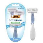 BIC EasyRinse Sensitive Anti-Clogging Women's Disposable Razors, Clinically Proven for Sensitive Skin, Shaving Razors With 4 Blades, 2 Count