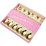 Christmas Coffee Teaspoons, 6pcs Stainless Steel Coffee Gifts Cute Tea Spoons Set Ice Cream/Dessert/Stirring/Sugar Spoon（Gold）