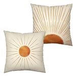 Kwlegh Boho Abstract Sun Pillow Covers Sunshine Sunset Sunrise Throw Pillow Covers Mustard Yellow Bohemian Cushion Case 18X18 Set of 2 Aesthetic Home Decor for Living Room Couch, 8S8SCX999240130