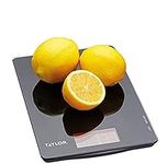 Taylor Pro Digital Ultra Thin Kitchen Food Scales, Compact Slimline Professional Standard with Tare Feature and Precision Accuracy, Black Glass, Weighs 5 kg Capacity