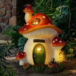 FHWTY Mushroom House Garden Statue 