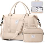 Travel Bag Women's Hand Luggage Bag Sports Bag with Toiletry Bag Weekender Bag Swimming Bag Waterproof Travel Duffle Bag Fitness Bag Training Bag Hospital Bag with Shoe Compartment, c5-beige, Mit