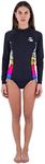 Hurley Women's Nascar Colour Blocked Zip Front L/S Rash Guard Shirt Black, White