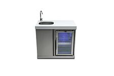 Mont Alpi MASF-SS Stainless Steel Beverage Center Cabinet Module + 2.7 Cubic Feet Wine Cooler Outdoor Rated Temperature Adjustable Compact Lockable Refrigerator + Faucet & Sink