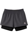 HOUSE OF FUSION Sports Shorts for Women Running Gym Workout – Dry Fit Quick Dry Double Layer Inner Compression with Pockets | Breathable Lightweight Athletic Wear (in, Alpha, L, Regular, Dark Grey)