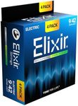 Elixir Strings, Electric Guitar Strings, Nickel Plated Steel with OPTIWEB Technology, Longest-Lasting Crisp Tone with Comfortable Feel, 4 Pack, Super Light 9-42