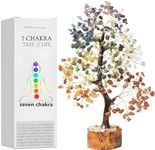 7 Chakra Artificial Indoor Plants for Home, Living Room, Bedroom, Kitchen, Garden, Yoga and Meditation, Office Desk Decor - Handmade Crystal Carving