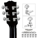 Tuning Pegs Tuning Keys Machine Heads for Acoustic Guitar 18:1 Chrome Guitar Parts 6 Pieces 3L3R (Shape D)