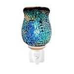 Mosaic Electric Plug Aroma Diffuser with Wax Melting Warmer Burner Lamp for Room Air Freshness Aromatherapy, Aesthetic and Soothing Mosaic Glass Design for Fragrance in Spa Office (Crackle Blue)