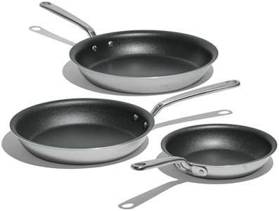 Made In Cookware - ProCoat Non Stick 3 Piece Frying Pan Set (Includes 8",10",12") - 5 Ply Stainless Clad - Professional Cookware Italy - Induction Compatible - (Graphite)