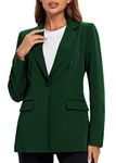 Urban CoCo Women's Casual Blazers Open Front Lapel Button Long Sleeve Office Work Suit Jacket (Dark Green, S)