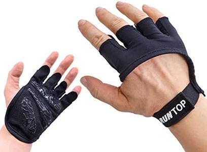 RUNTOP Workout Grip Gloves Crossfit WODS Fitness Gym Yoga Exercise Weight Lifting Powerlifting Bodybuilding Training Hand Palm Protect Men Women, Black, Small