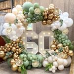 Sage Balloon Garland Arch Kit,134 pcs Sage Green Sand White Metallic Gold Matte White Confetti Latex Balloons for Baby Shower Bridal Shower Bachelor Party Wedding Birthday Party Decorations…